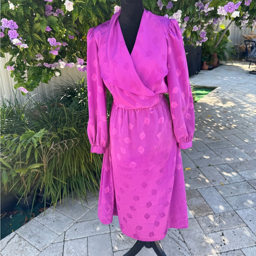 Vintage Magenta Wrap Dress